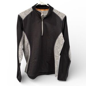 SHE Athletic 1/4 Front Zipper Top in Black w/Gray